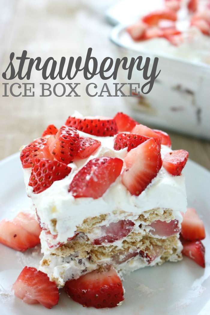 Strawberry Ice Box Cake! An easy summertime recipe that is frozen and delicious! Perfect for 4th of July or Parties!