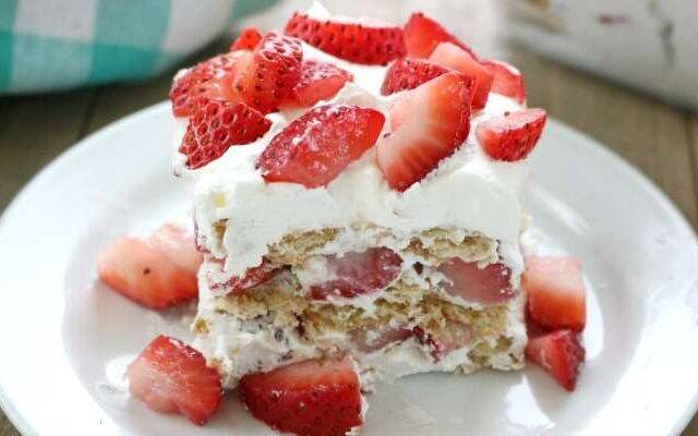 Strawberry Ice Box Cake Featured