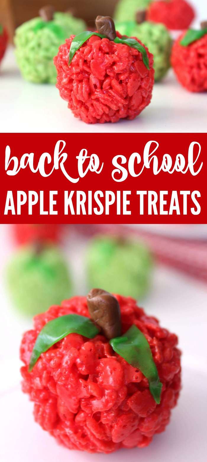 Apple Krispie Treats Recipe! Easy Back to School Recipe! These red and green homemade apple treats are the perfect class party or teacher gift idea!a