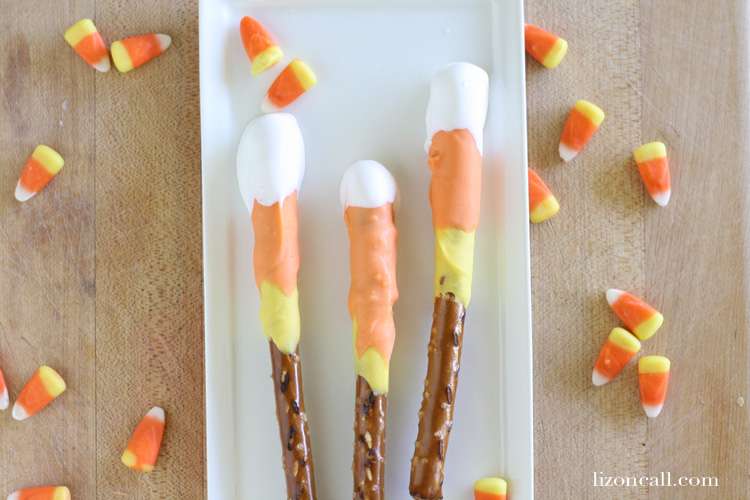 Candy Corn Pretzel Rods
