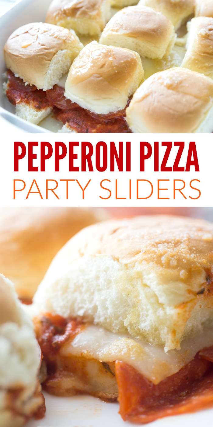 Easy Pepperoni Party Sliders! Pepperoni Pizza Sliders Recipe! Easy Bite-sized Game Day or Tailgating Appetizer or Snack Recipe that is kid friendly and perfect for holiday parties!