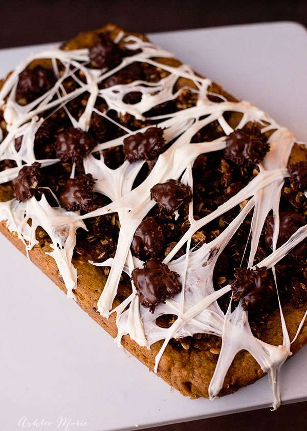 Graveyard Spiderweb Pumpkin Blondies Halloween Snacks