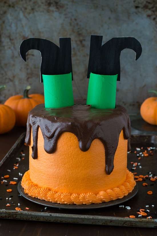 Melted Witch Halloween Cake
