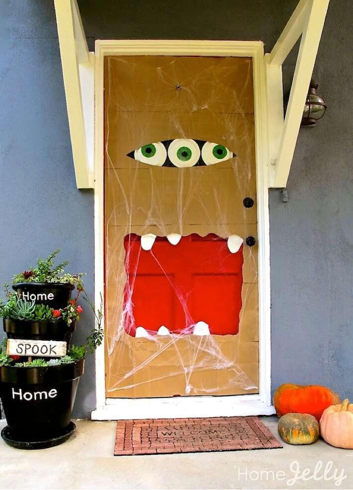 Halloween Door Decorations - Paper Bag Monster - Home Jelly