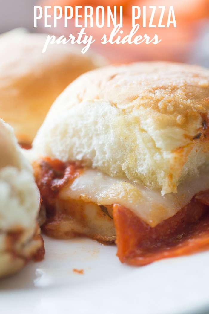 Party Sliders! Pepperoni Pizza Sliders Recipe! Easy Bite-sized Game Day or Tailgating Appetizer or Snack Recipe that is kid friendly and perfect for holiday parties!