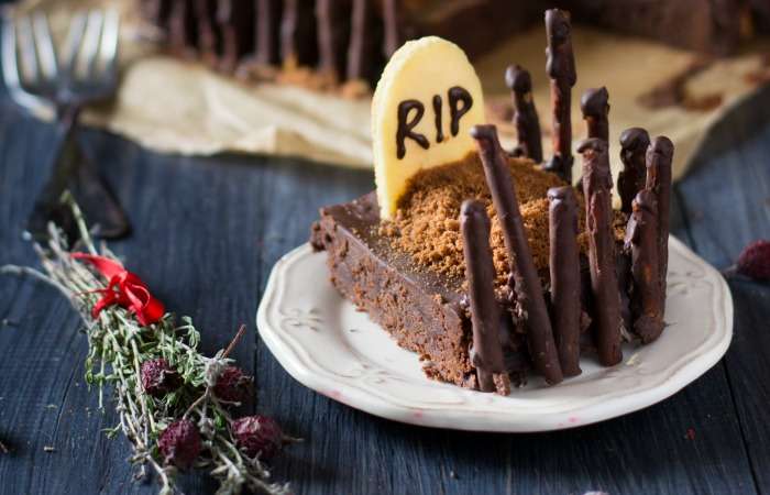 Halloween Dessert - Cake Mix Graveyard Brownies - Nerdy Mamma