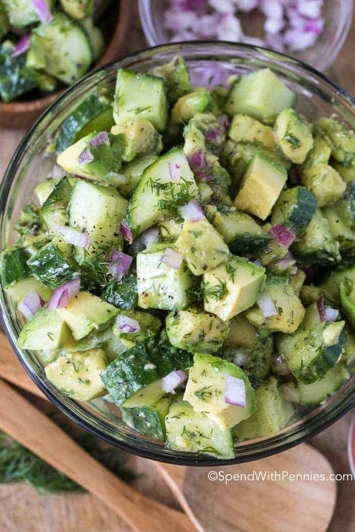 Make Ahead Thanksgiving Recipe - Cucumber Avocado Salad 