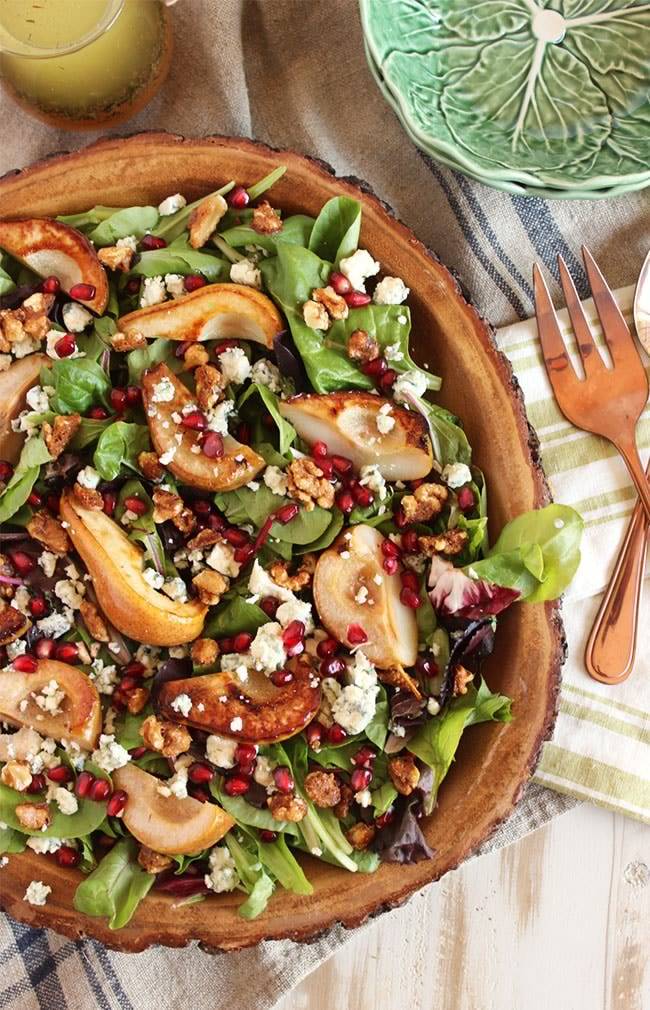 Thanksgiving Salad Recipes To Try - Bourbon Roasted Pear Salad