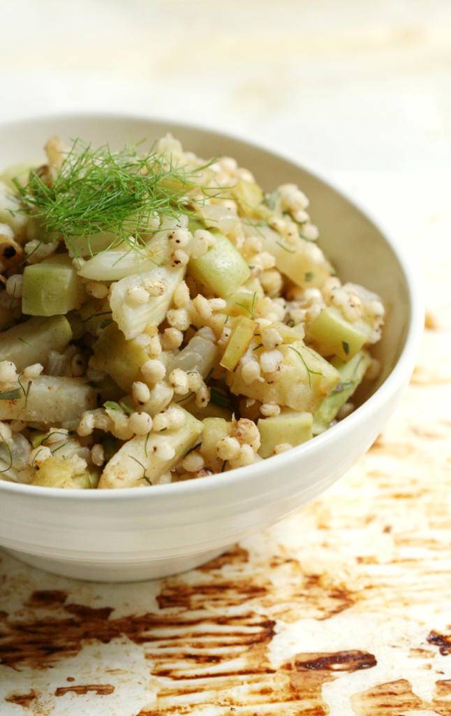 Thanksgiving Recipes - Warm Sorghum Salad with Kohlrabi, Apple, & Fennel 