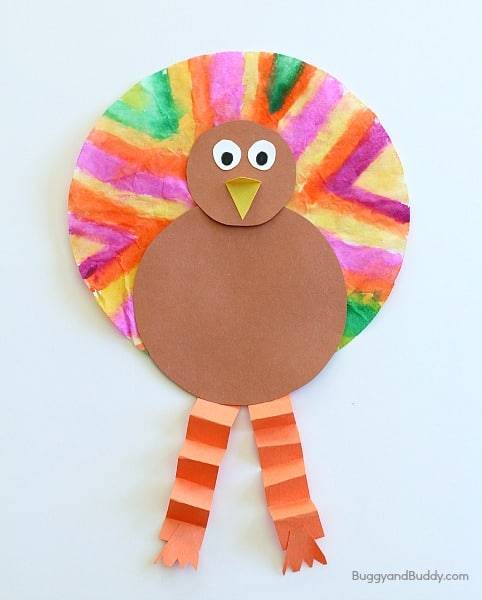 Thanksgiving Easy Crafts for Kids - Coffee Filter Turkeys 