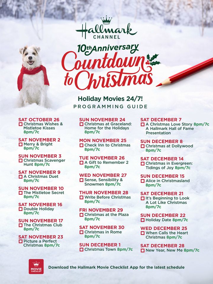 NEW Hallmark Channel Countdown to Christmas Schedule for 2019!!!