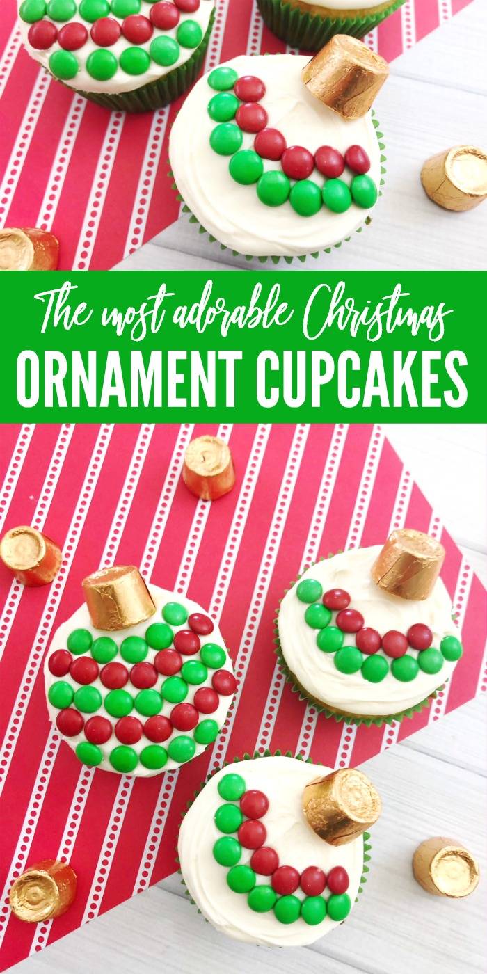 Create an easy and festive dessert to serve up this holiday. Christmas Ornament cupcakes are simple and delicious! #cupcakes #holiday #dessert #easy #ornament #holidaycupcakes Easy Christmas Cupcakes