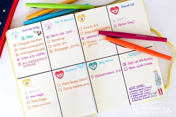 Bullet journal weekly tracker