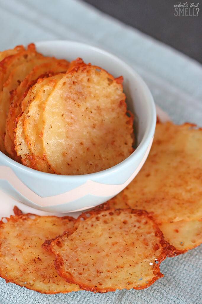 keto cheese crisps on a bowl