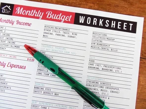 Monthly Budget Free Printable