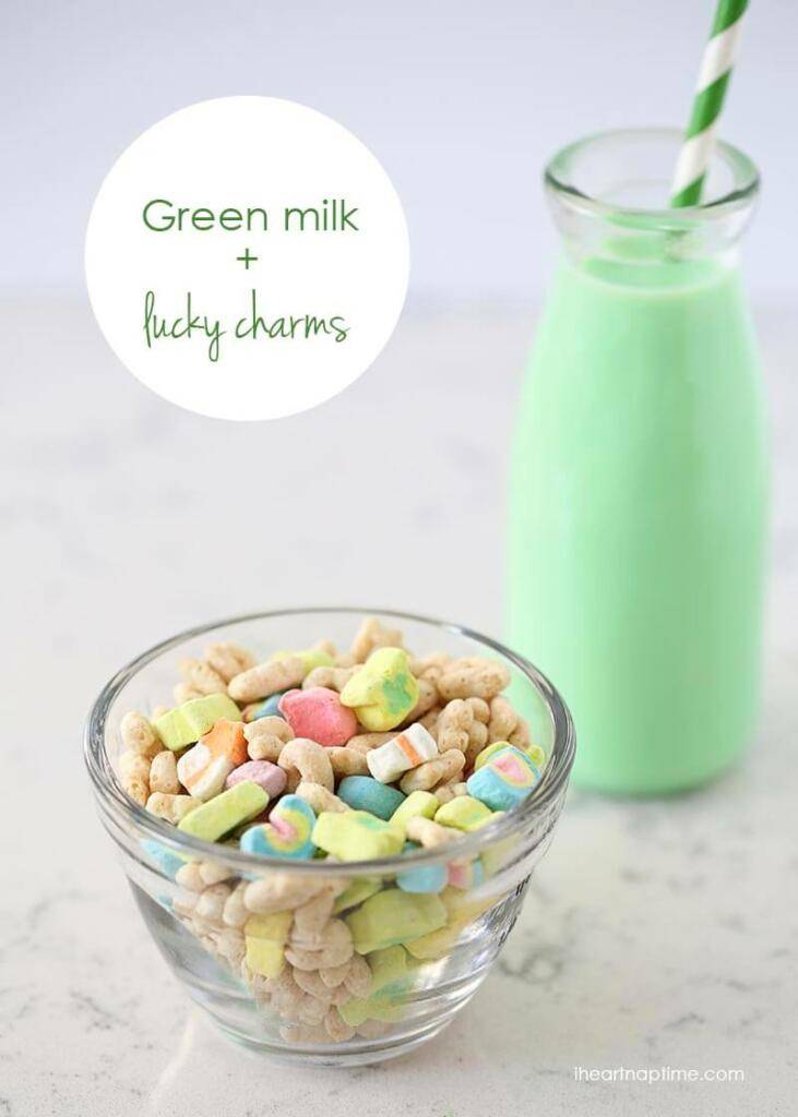 Green Milk and Lucky Charms St. Patrick's Day Breakfast Ideas