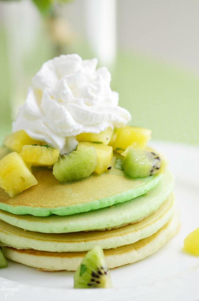 Green Ombre Pancakes with Fruit Salsa St. Patrick's Day Breakfast Ideas