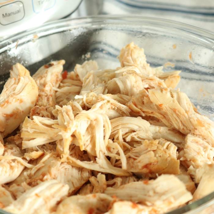 shredded taco chicken in a bowl