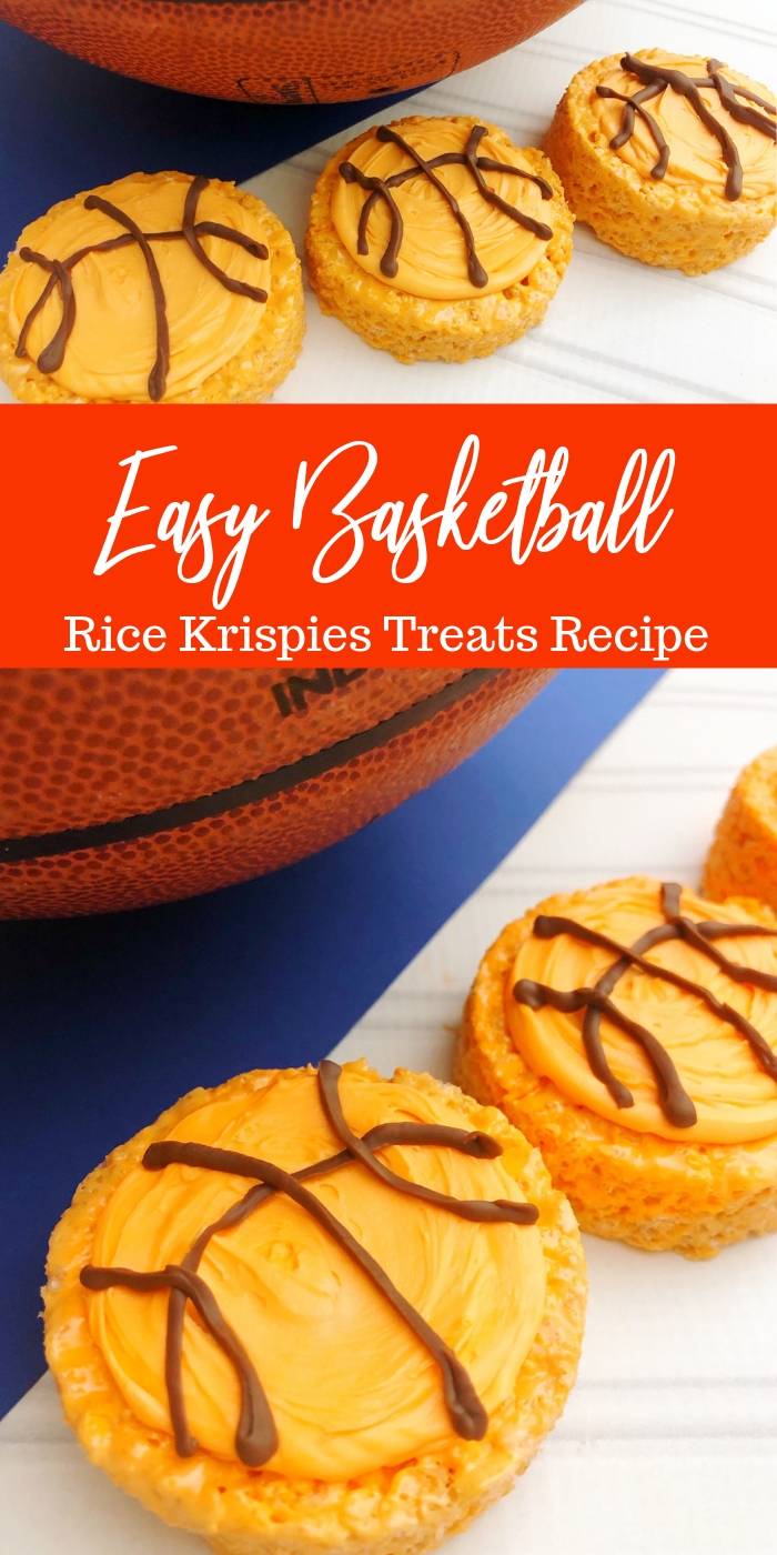 Serve up these easy basketball treats for your March Madness events. Easy basketball rice krispies treats recipe that is quick to make. #basketball #dessert #marchmadness #treats #kids #parties #birthdayparties basketball krispies treats recipe