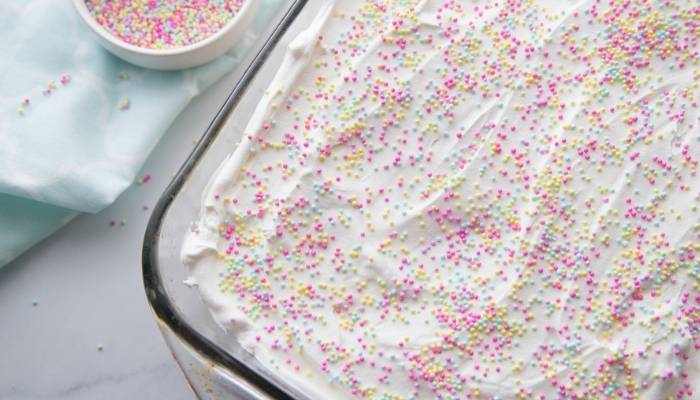 Easter Poke Cake with Sprinkles