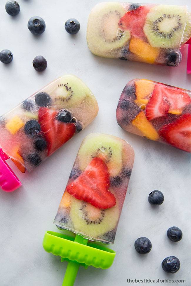 fruit popsicles on counter