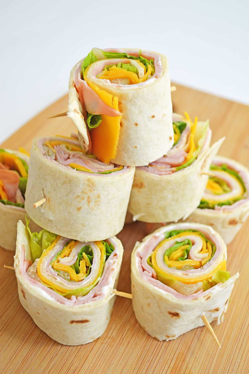 Ham and Cheese Pinwheels stacked up 