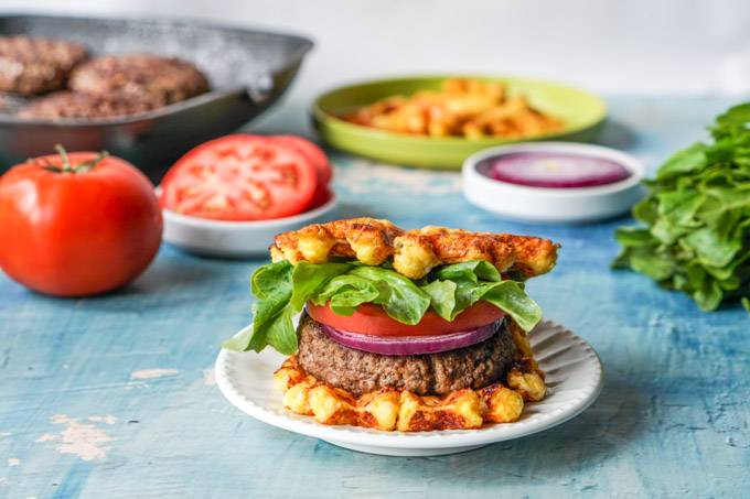 low carb cheese waffle burgers 