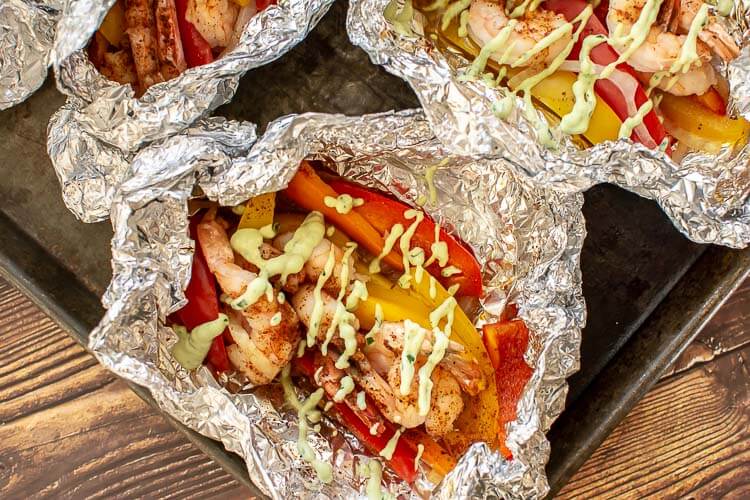 foil packet shrimp fajitas