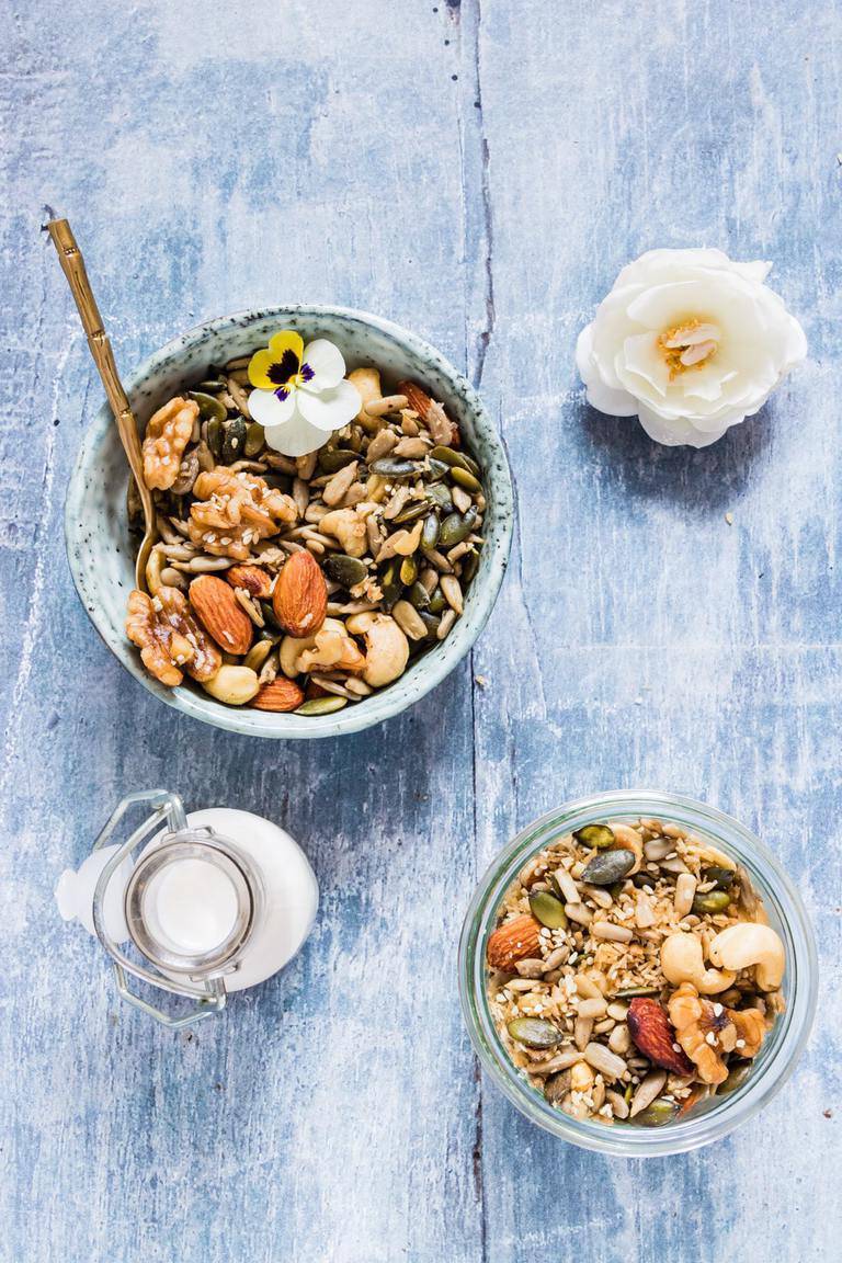 low carb granola in a bowl