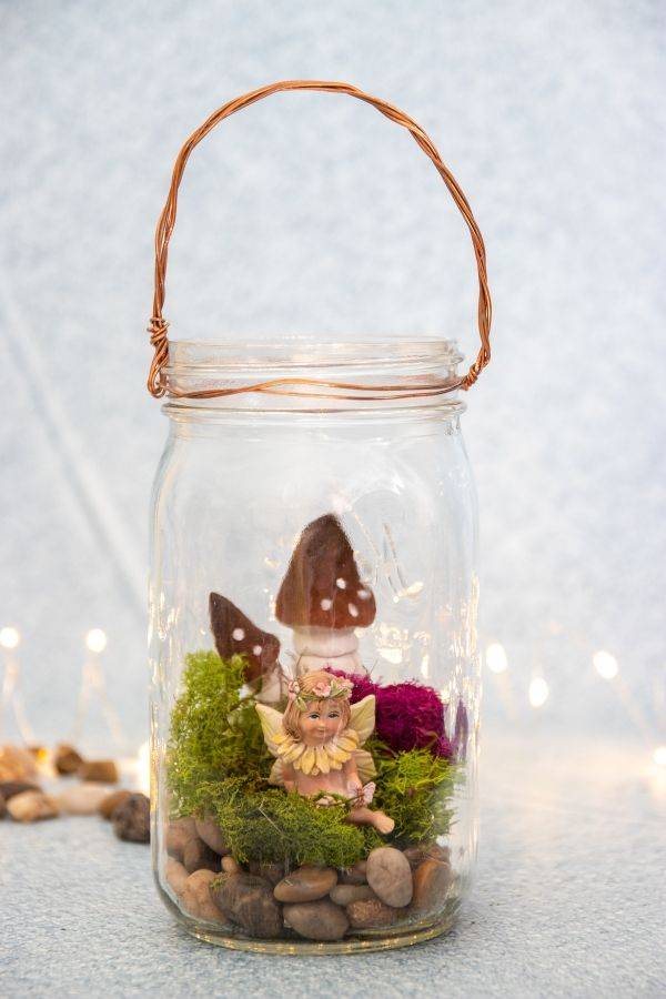 glass jar fairy garden