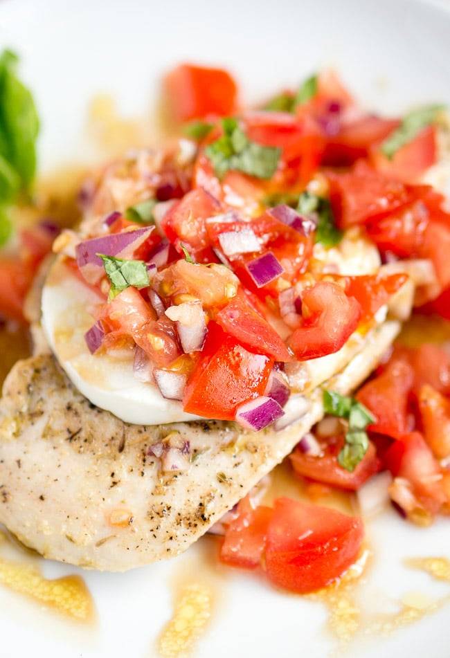 chicken caprese on plate