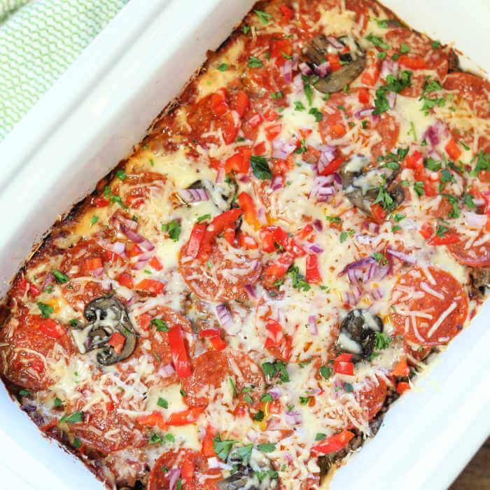 slow cooker pizza casserole