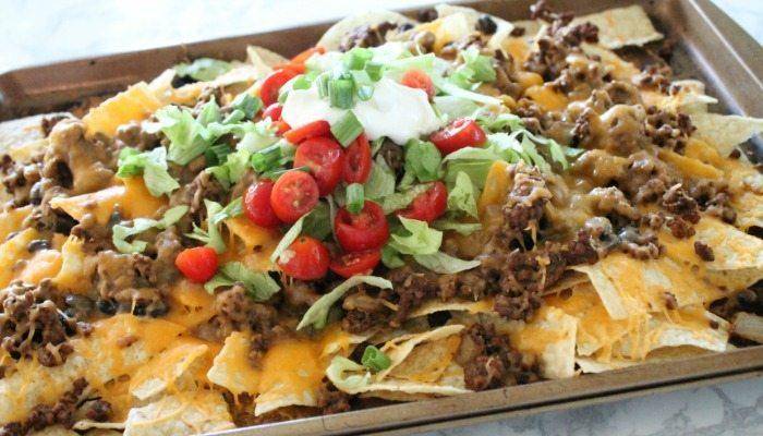 sheet pan nachos tailgate recipe