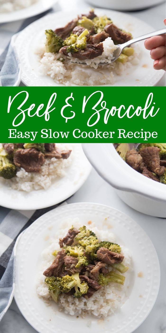 Slow cooker beef and broccoli is an easy weeknight dinner recipe you can make with minimal prep. Broccoli beef is hearty, savory, and downright delicious. #broccoli #beef #easy #slowcooker #sauce #rice #weeknightdinner #recipe Slow Cooker Beef & Broccoli