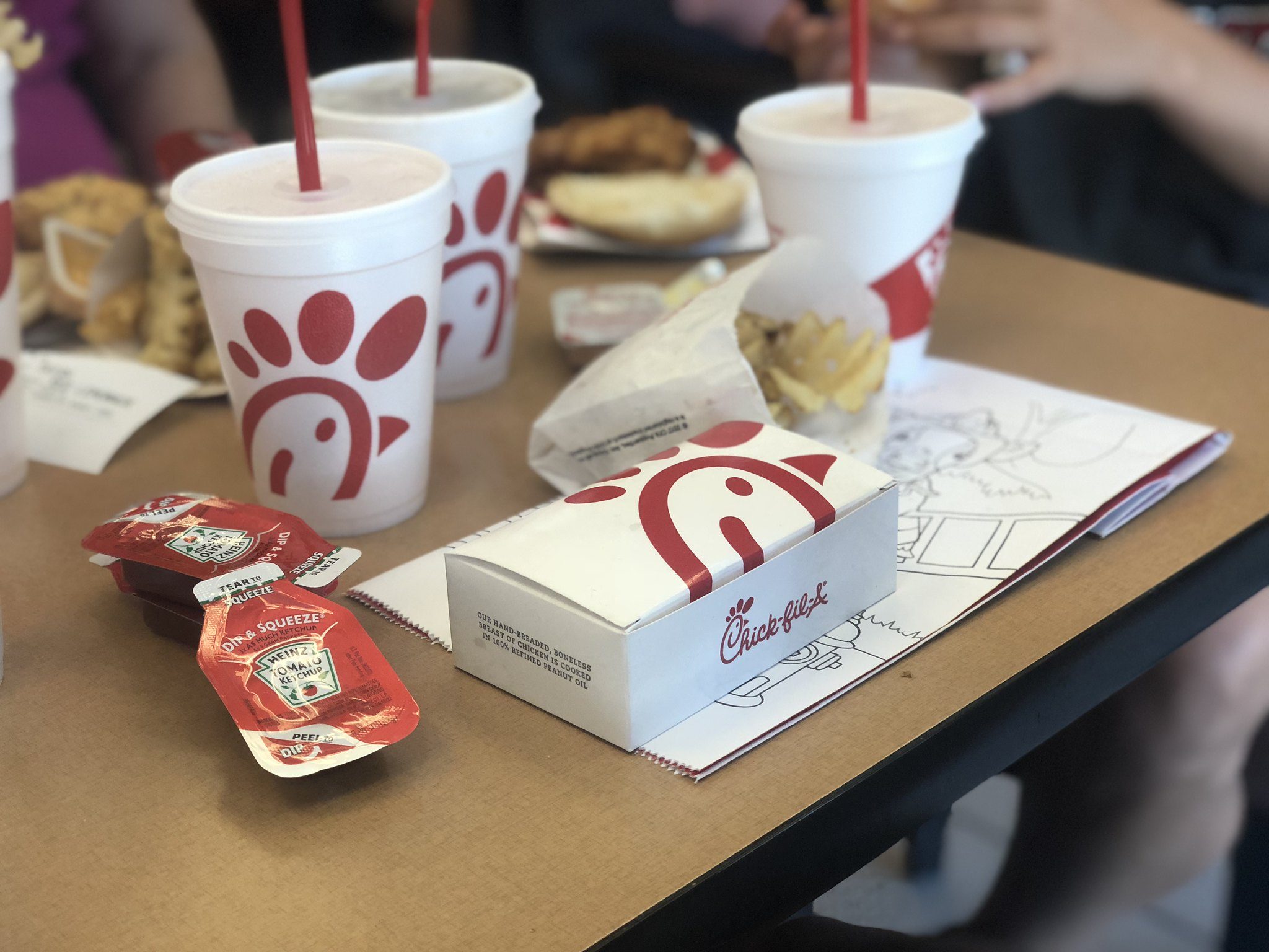 Chick-Fil-A Cow Appreciation Day - food on table at chick-fil-a