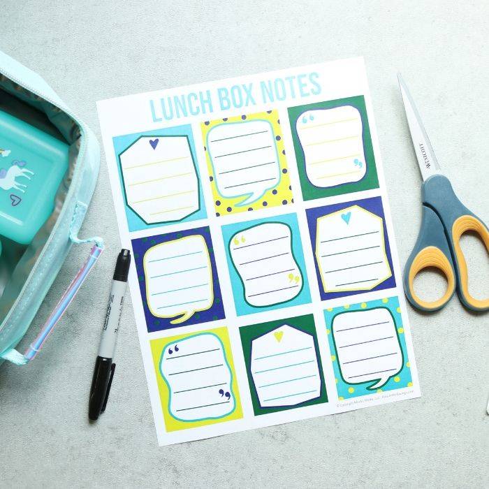 printable lunch box notes