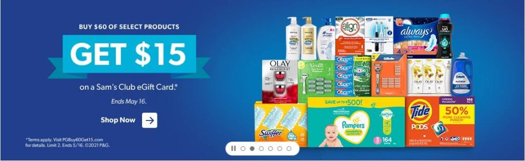 $15 Off $60 P&G Household Products at Sam's Club!