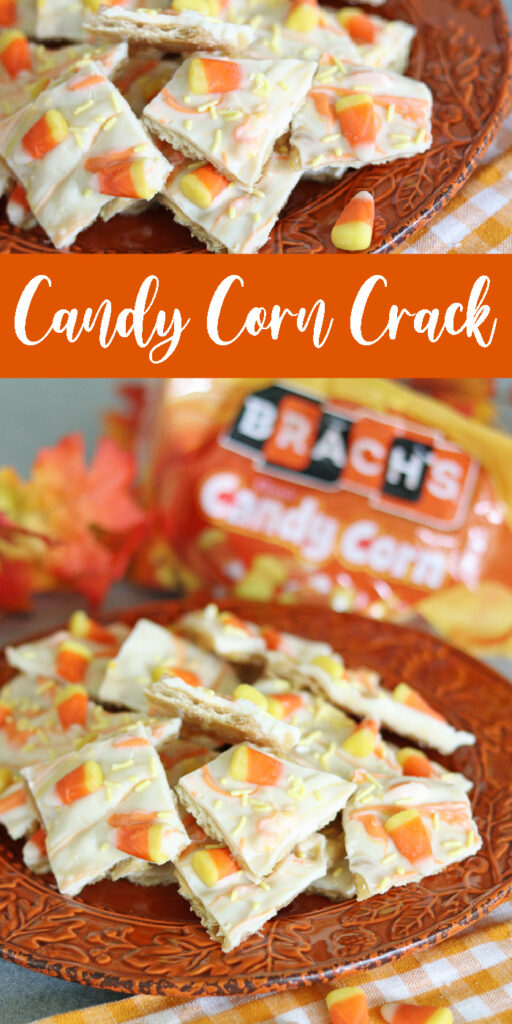 Candy Corn Crack is an easy and tasty sweet and salty Halloween dessert. This Halloween Crack recipe is super easy to make. #crack #candy #halloween #candycorn #easy #saltine #toffee #whitechocolate #dessert #party #crowd #holiday #thanksgiving #partyfood Candy Corn Crack