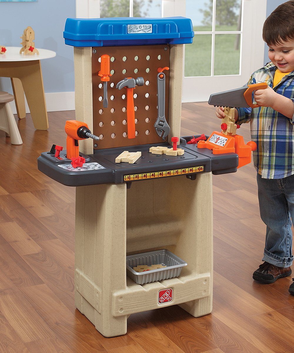 Step2 Workbench on Sale - boy playing with workbench