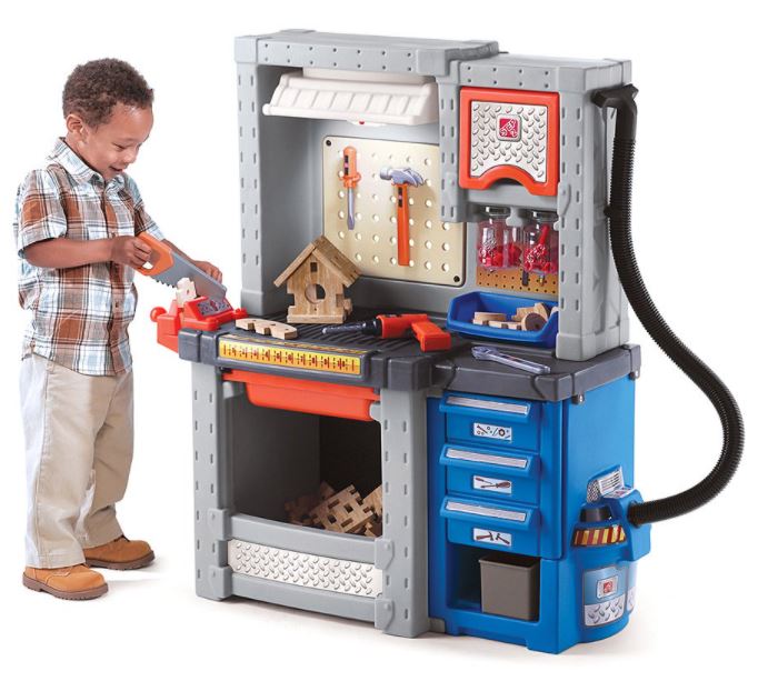 Step2 Workbench on Sale - boy playing with workbench