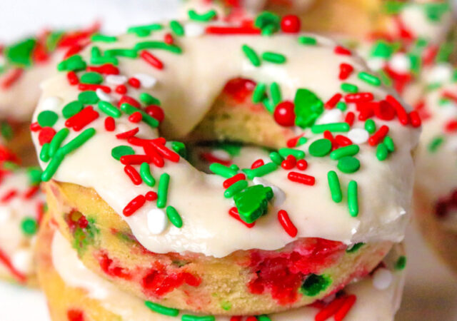 recipe for baked christmas confetti donuts