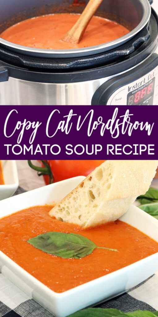 Copycat Nordstrom Tomato Soup in the Instant Pot is one of the easiest ways to enjoy your favorite tomato soup. This Instant Pot tomato soup is velvety smooth and bursting with vibrant flavor. #soup #instantpot #tomato #instantpot #pressurecooker #recipe #mealtime #easy #best #copycat #dinneridea