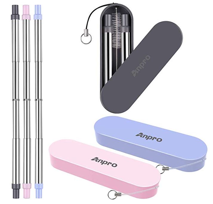 telescoping reusable metal straws