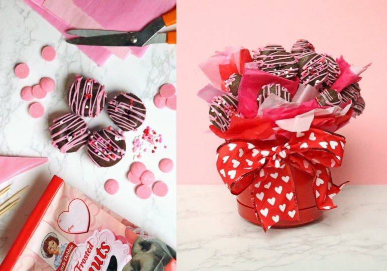 DIY Valentines Day Donut Bouquet