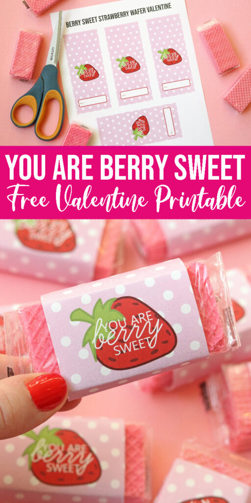 Strawberry Wafer Valentine Printable is so easy and a great gift for anyone whether child's classmate or older kid. A tasty Valentine dessert. #valentine #day #party #printable #free #valentineidea #strawberrywafer #classmate #school #forkids Wafer Printable
