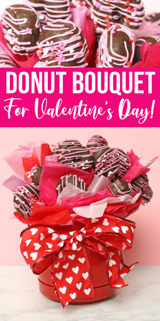 Love donuts? Here is a Valentine's Day Donut Bouquet that you can make easily yourself to gift to a child or loved one. An easy DIY donut bouqet! #diy #valentines #day #gift #bouquet #donut #Passion4savings #easy #creative #affordable #lovedone #giftidea donut bouquet