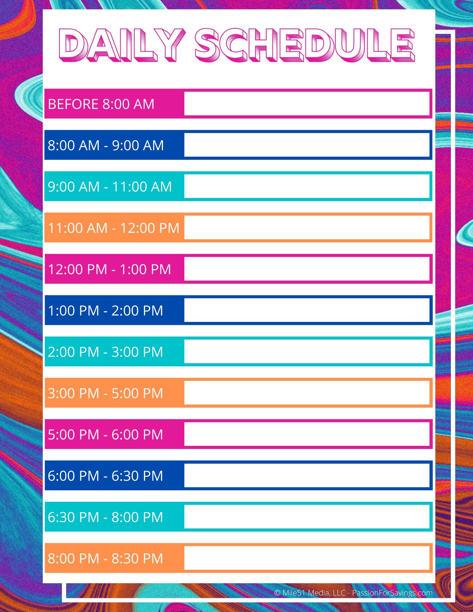 daily schedule template free download