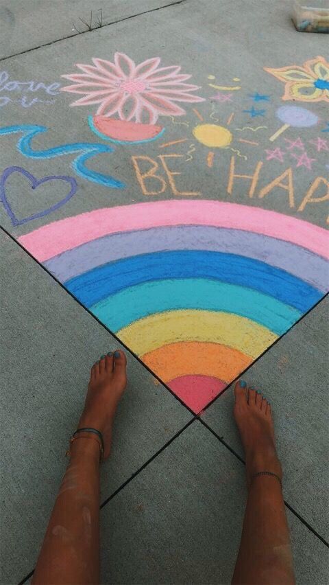 be happy sidewalk art