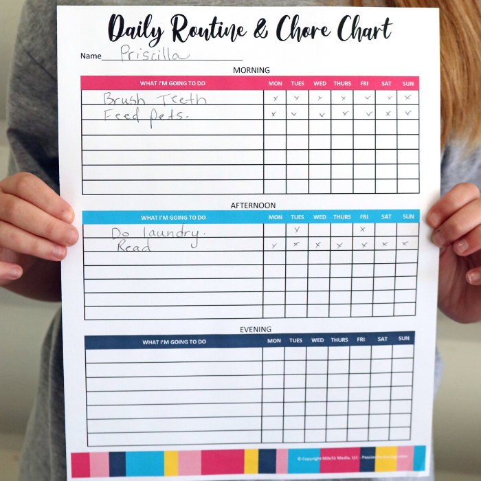 Printable Kids Routine and Chore Chart - Passion For Savings