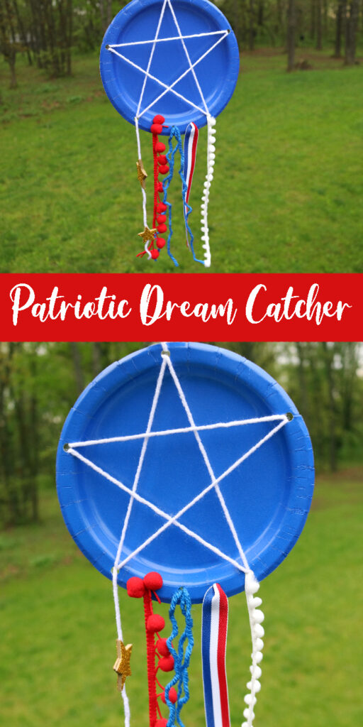 Patriotic Dream Catcher Craft for Kids is the perfect 4th of July kids craft to consider making. Grab some supplies and create a fun and patriotic colored homemade dream catcher. #passion4savings #craft #forkids #patriotic #4thofjuly #diy #fun #Paperplate #crafting Patriotic Dream Catcher Craft for Kids